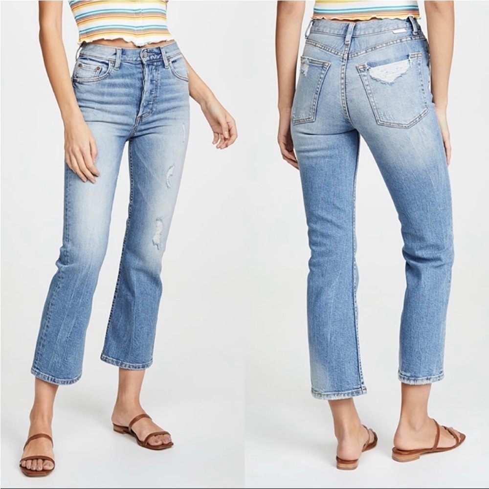Anthropologie Boyish Brady High Rise Crop Flare Jeans Light River Wash 26 NWT